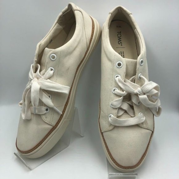 Tom's Women's Off White Canvas Sneakers Lace Up Size US 12 Everyday Casual - Picture 5 of 13